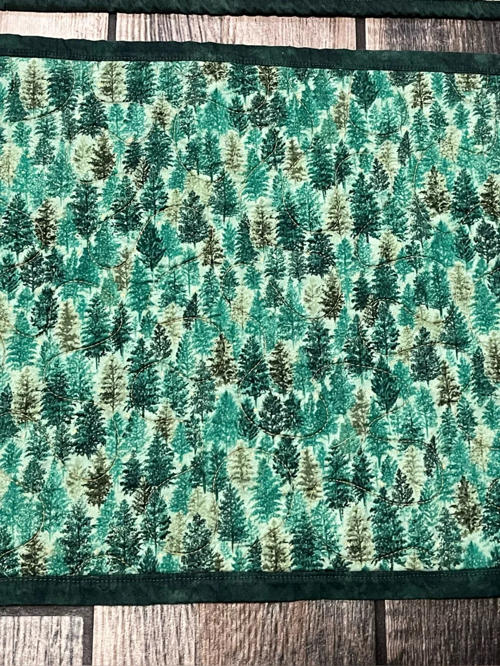 Set of 4 Quilted Wildlife Print Placemats with Dark Green Border